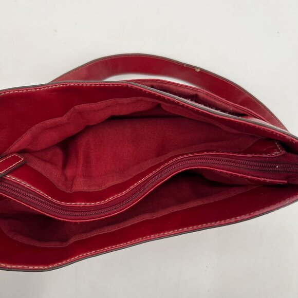 Liz Claiborne Red Faux Leather Shoulder Bag | Small Size - Picture 9 of 12
